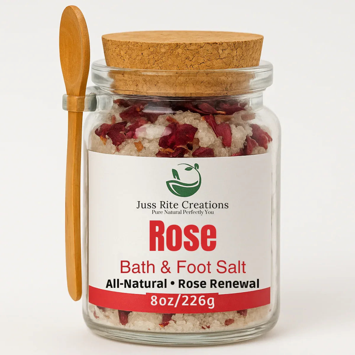  A jar of All-Natural Rose Bath Salt, Floral soak for gentle relaxation- soft & soothing

