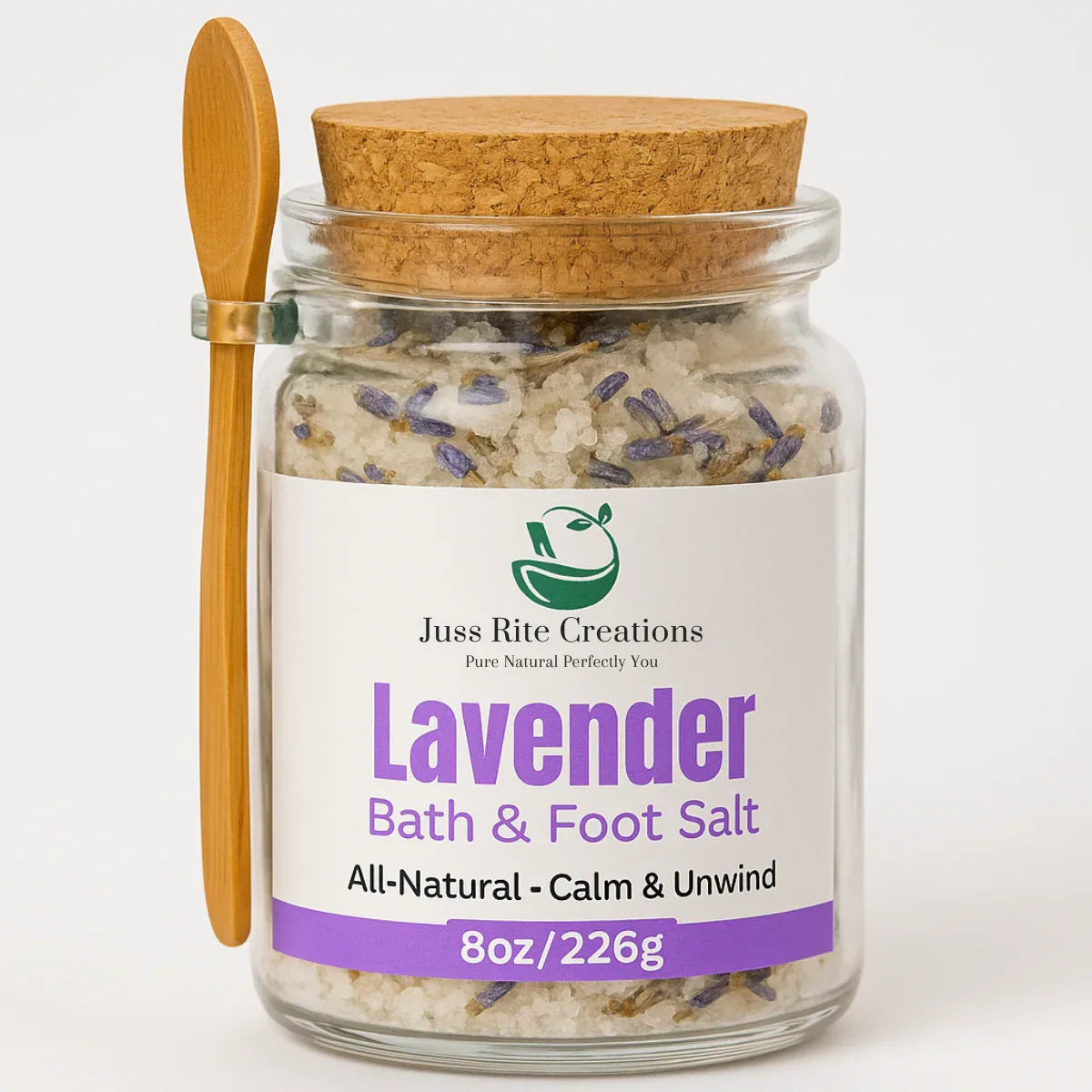 A jar of All-Natural Lavender Bath and Foot Salt - Calming soak to relax and unwind, Peaceful & soothing